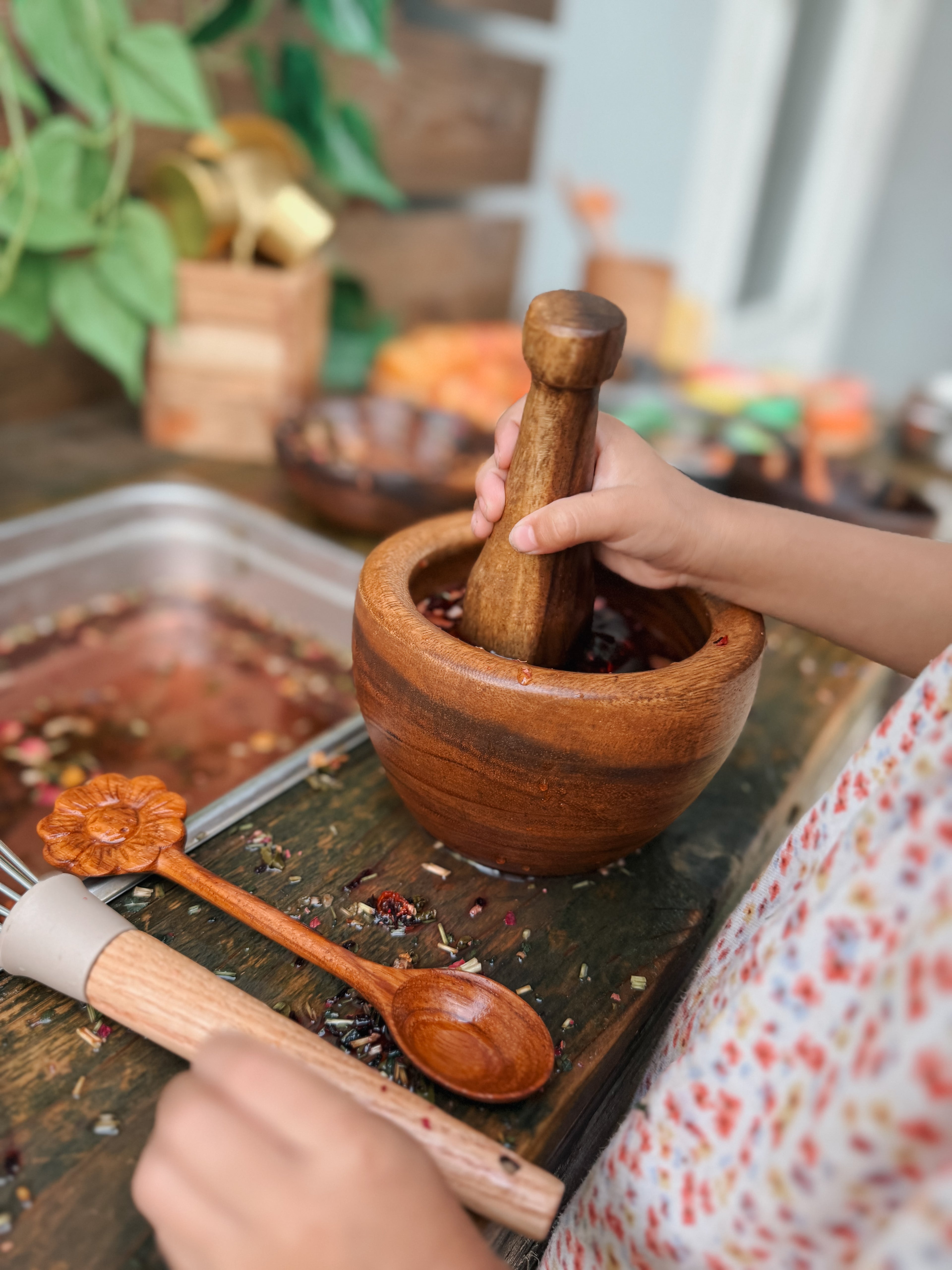 Wooden Mortar & Pestle