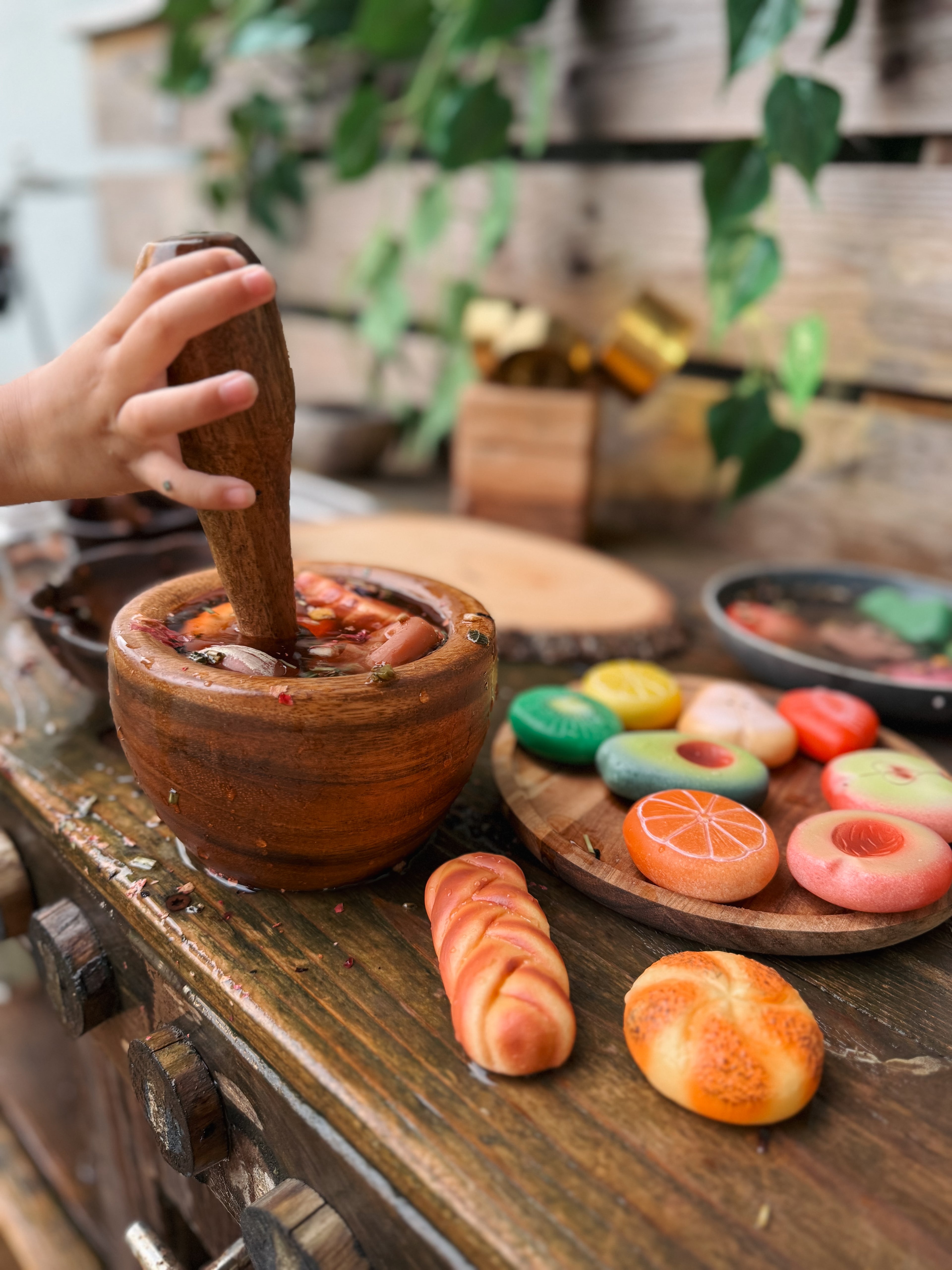 Wooden Mortar & Pestle