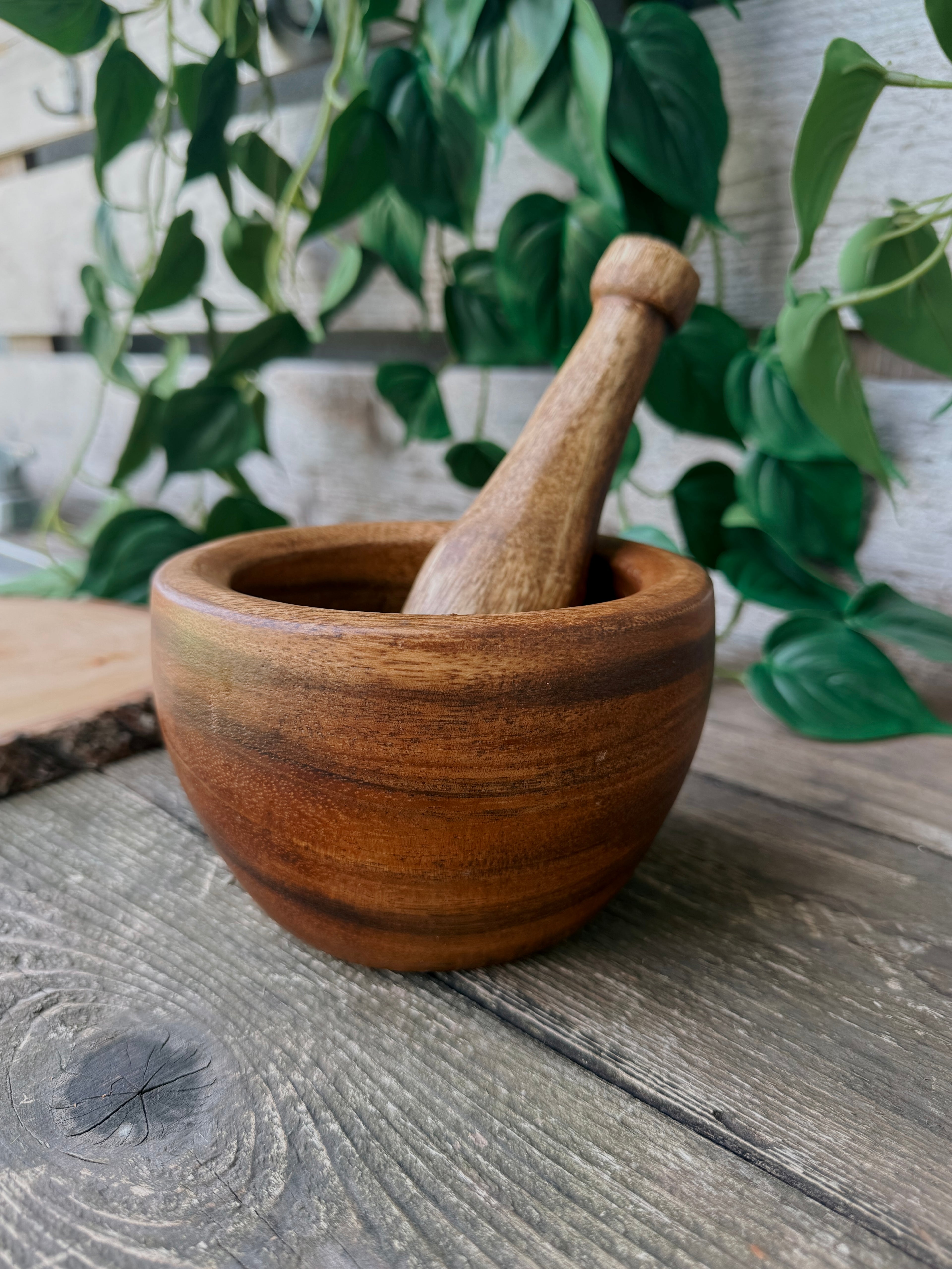 Wooden Mortar & Pestle