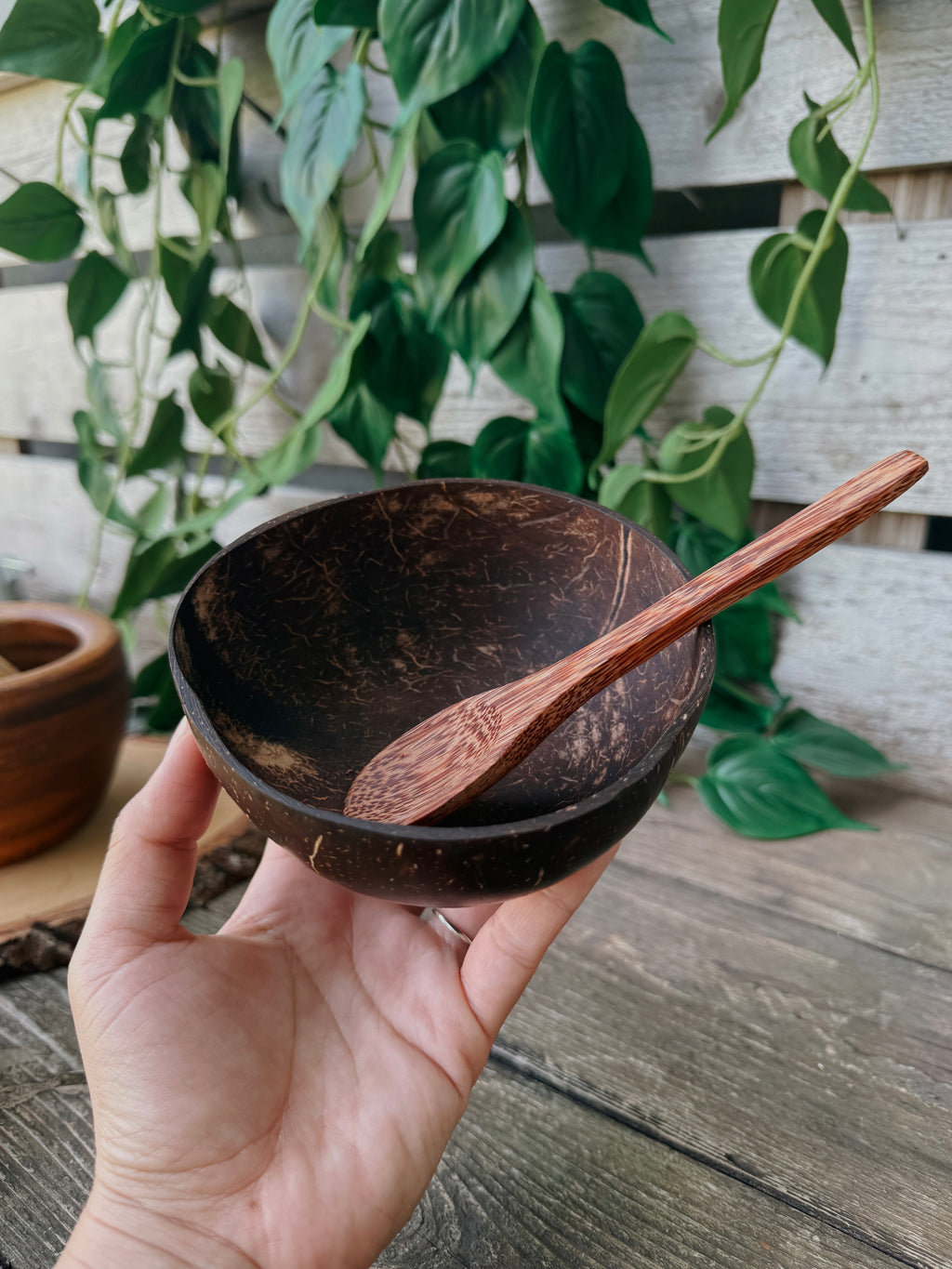 Coconut Bowl & Wooden Spoon Set