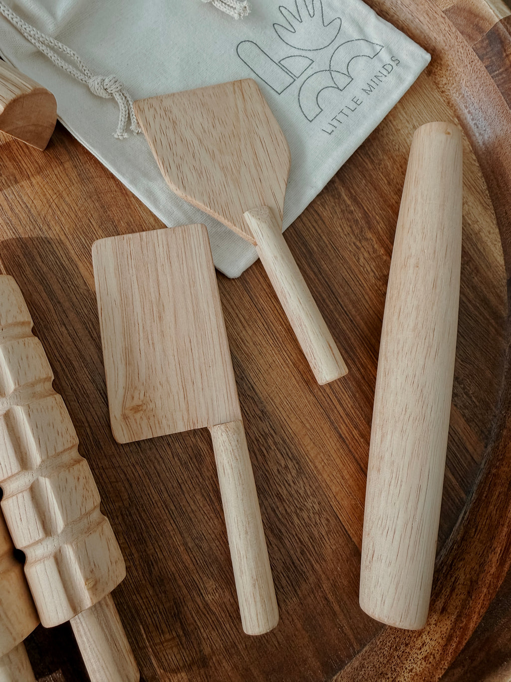 9 Piece-Wooden Playdough Tool Set