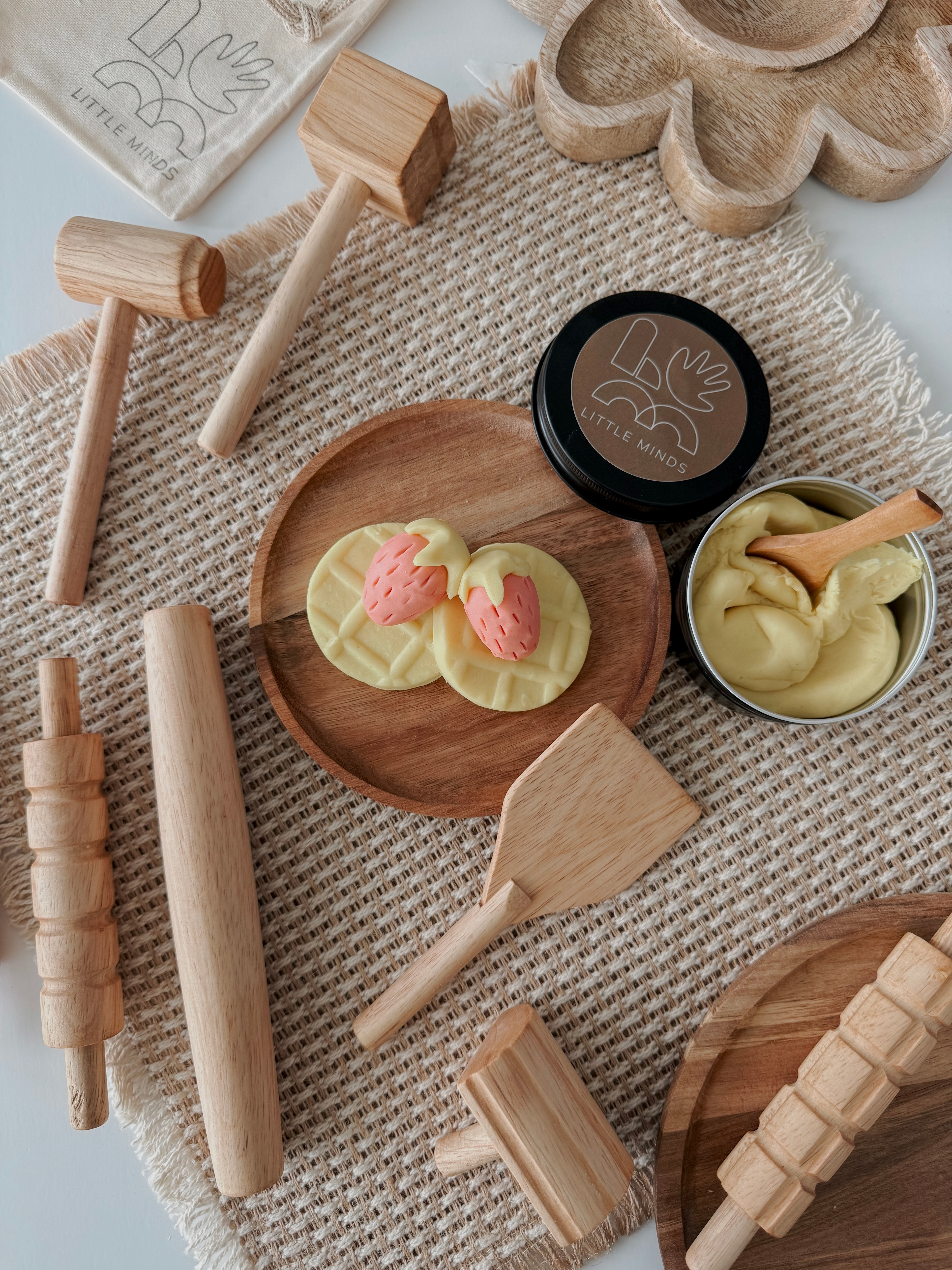 9 Piece-Wooden Playdough Tool Set